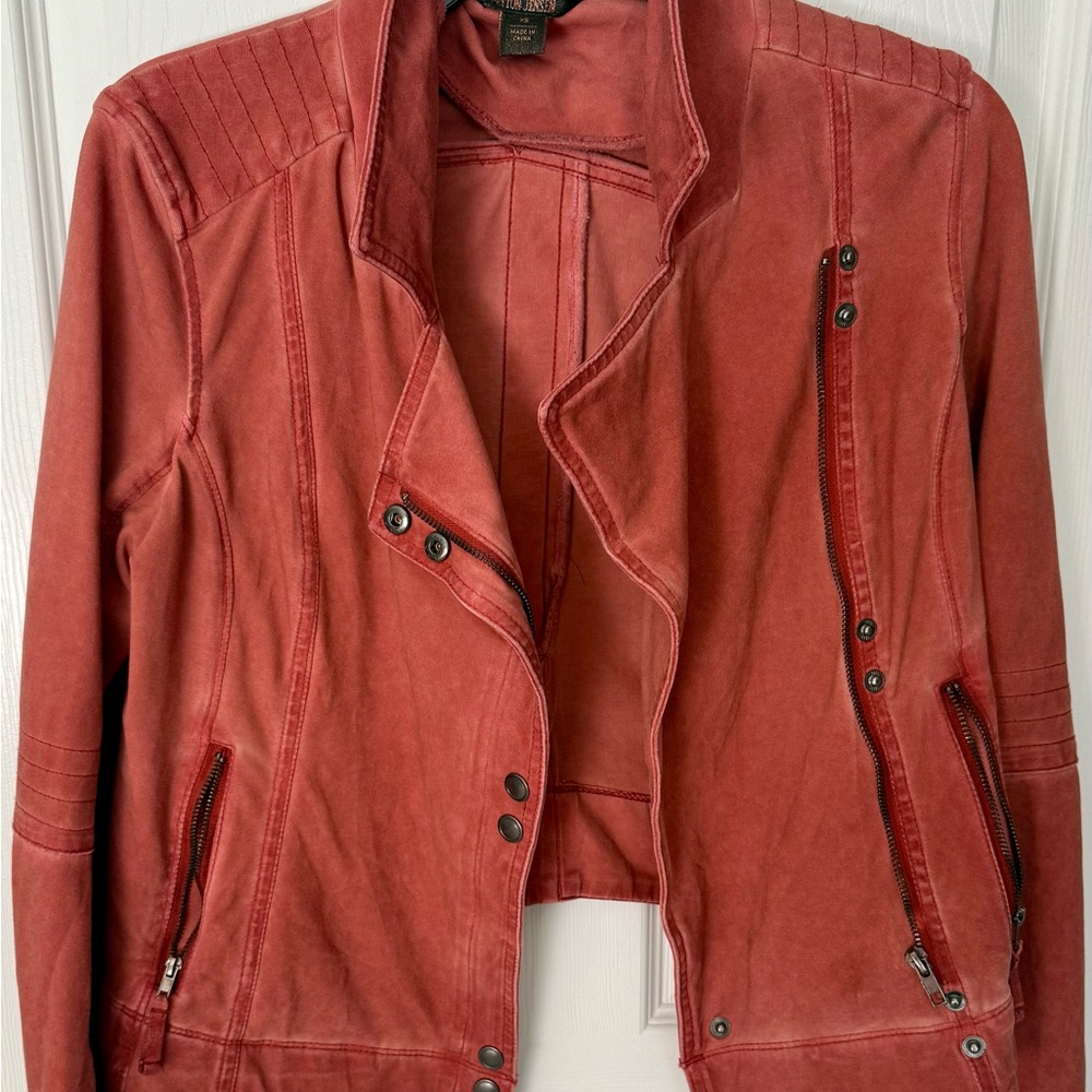 Stylish Women's Red Jean Jacket